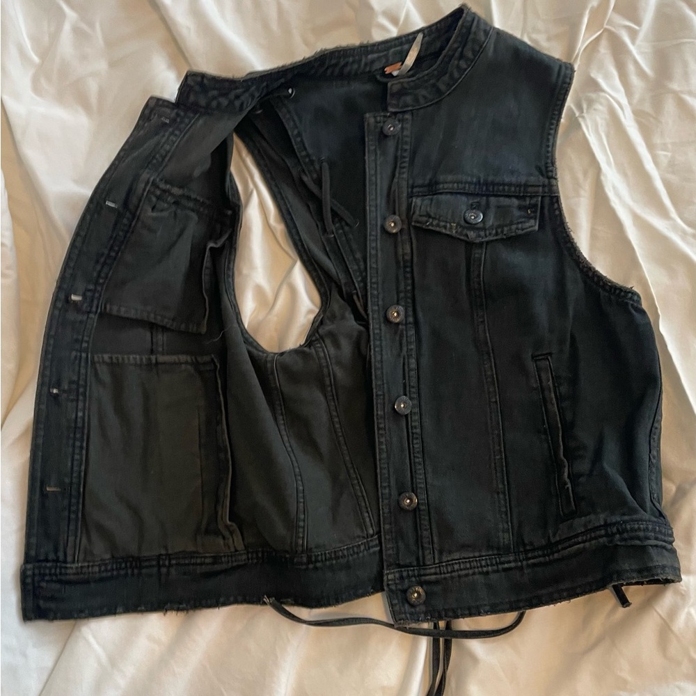 Free People Black Denim Utility Vest - Picture 3 of 12